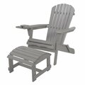 W Unlimited Foldable Adirondack Chair with Cup Holder with Ottoman, Dak Gray SW2136DG-CHOT